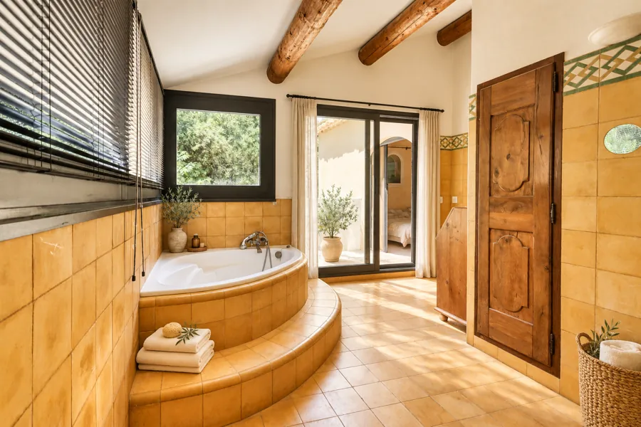 Proposition d’aménagement par IA — salle de bains de la suite